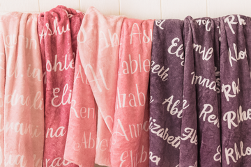 Baby Shower Gift Blanket – Personalized Velveteen Plush with Custom Printed Name