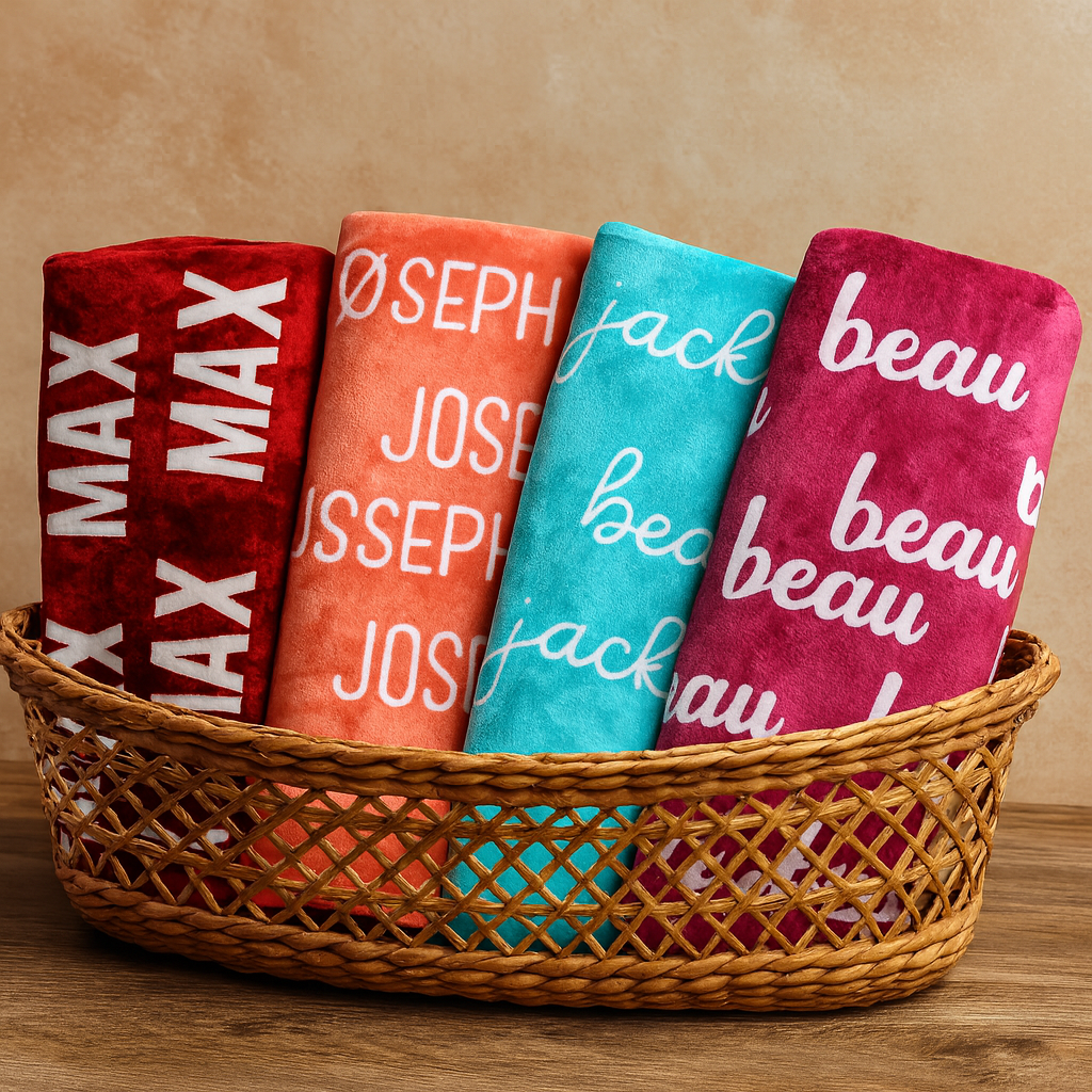 Custom Name Baby Blanket – Soft Velveteen Plush Keepsake, Personalized Newborn Gift