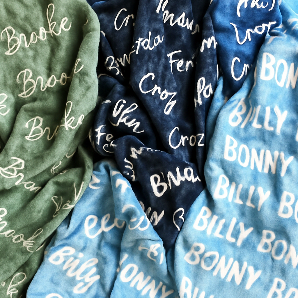 Custom Name Velveteen Plush Blanket – Soft Personalized Baby Bedding & Keepsake Gift