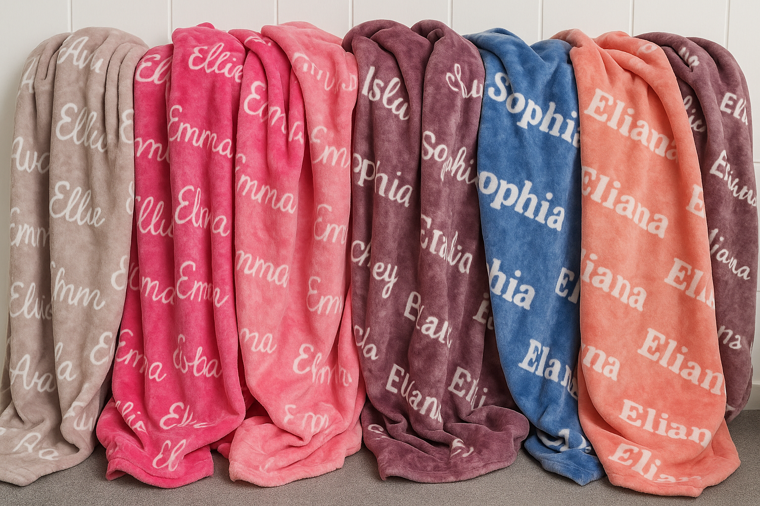 Baby Shower Gift Blanket – Personalized Velveteen Plush with Printed Name