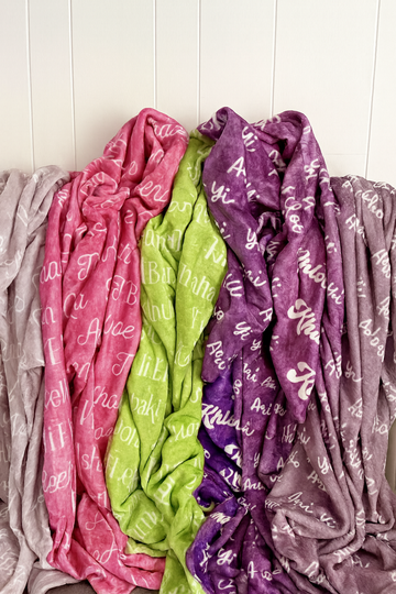 Custom Baby Blanket – Velveteen Plush Personalized Gift with Printed Name