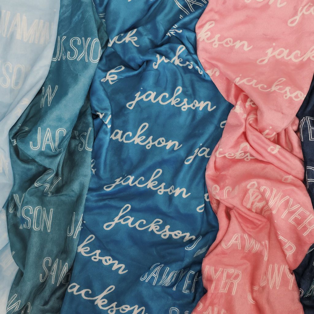 Luxury Personalized Baby Blanket – Velveteen Plush Custom Gift with Printed Name