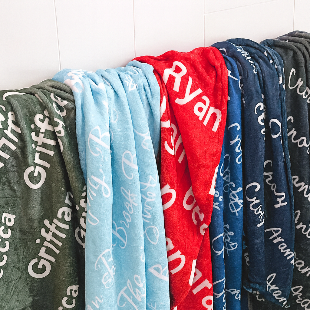 Baby Name Blanket – Personalized Velveteen Plush, Soft Custom Gift for Newborns