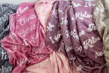 Custom Printed Name Blanket – Velveteen Plush Personalized Newborn Gift