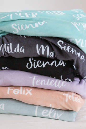 Custom Baby Blanket – Personalized Velveteen Plush with Printed Name, Soft Keepsake