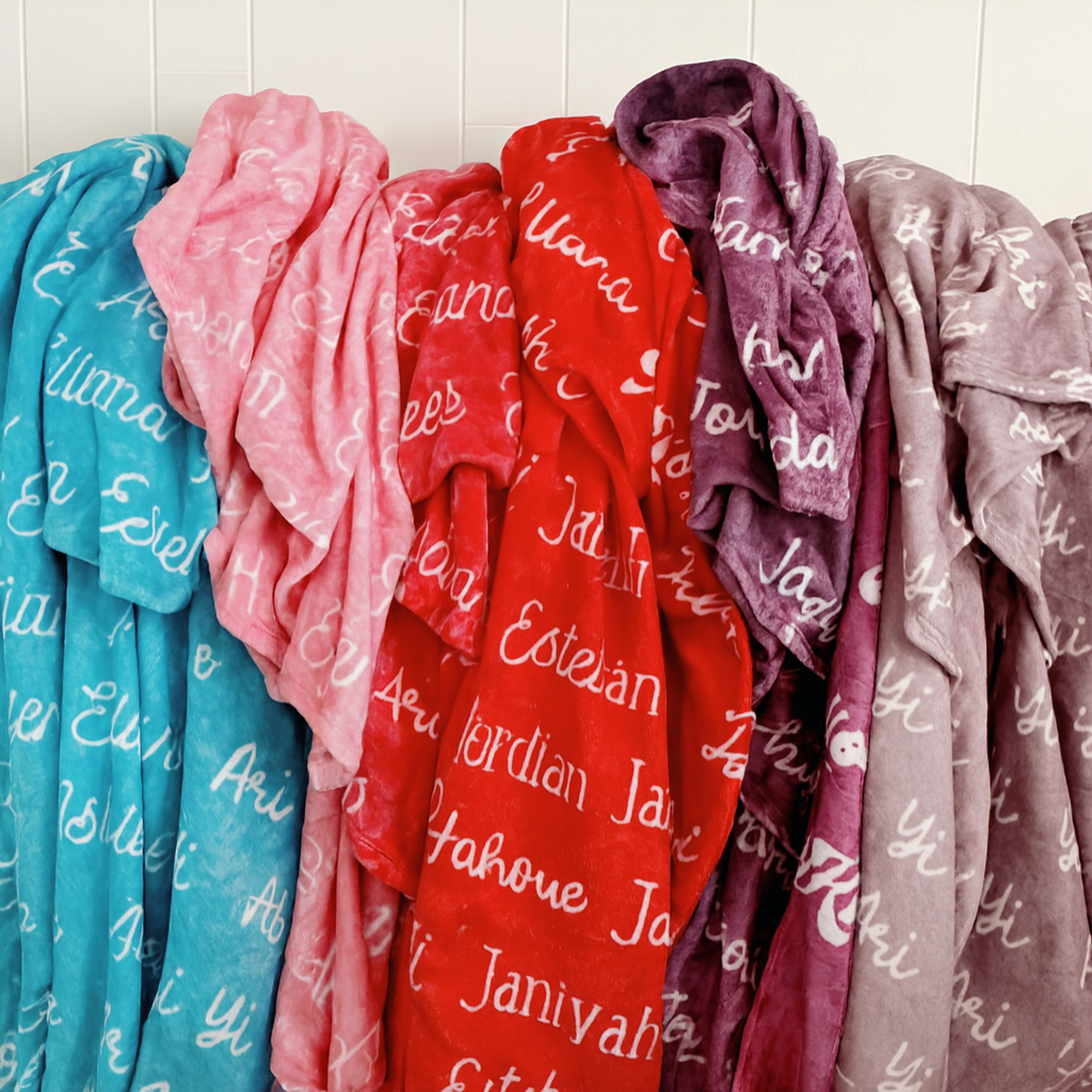 Personalized Newborn Blanket – Velveteen Plush Custom Baby Gift with Name Print