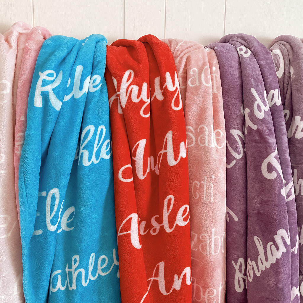 Custom Printed Baby Blanket – Velveteen Plush with Name, Cozy Personalized Keepsake