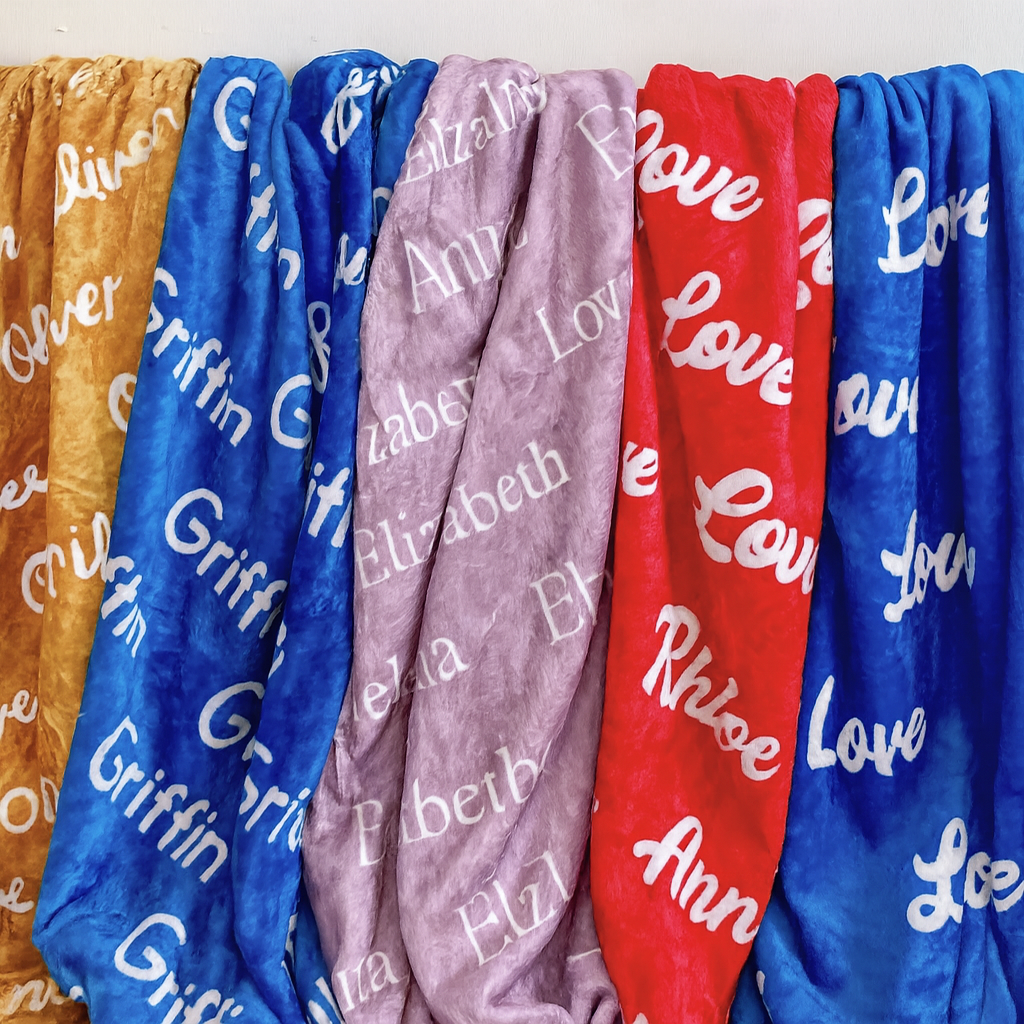 Baby Shower Gift Blanket – Personalized Velveteen Plush with Custom Name Print