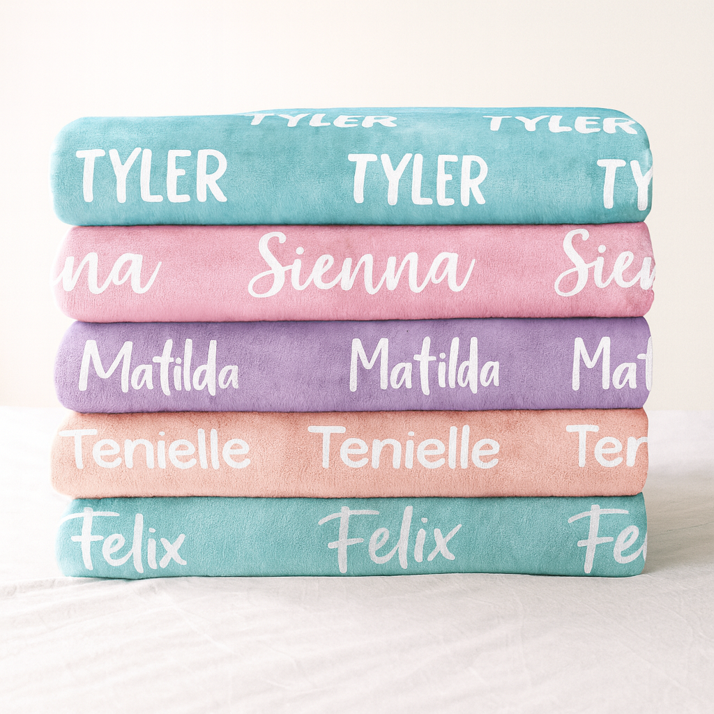 Personalized Baby Shower Gift – Soft Velveteen Plush Name Blanket