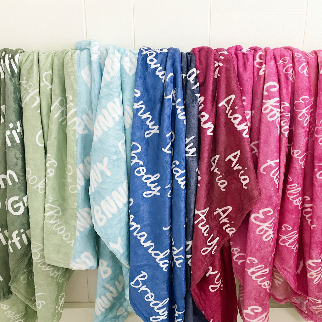 Personalized Baby Shower Gift – Soft Velveteen Plush Name Blanket