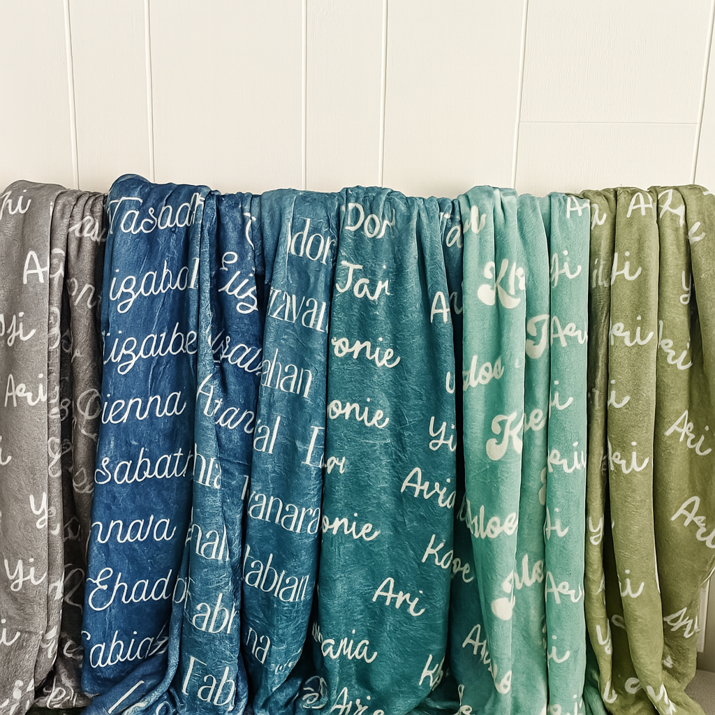 Personalized Baby Name Blanket – Cozy Velveteen Plush Comfort