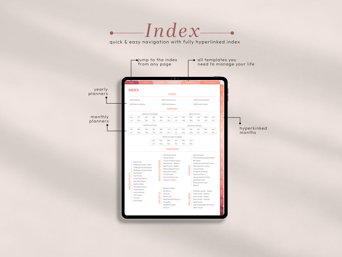 All-in-One Digital Planner 2026 2027, Digital Planner, Digital Journal, Digital Goodnotes Template, Notability, Daily Planner
